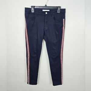 Zara Stripe Side Skinny Jeans Size 10 Blue